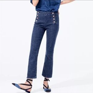 J.Crew Women's Billie Demi Boot Crop Sailor Denim Jeans Dark Wash Size 30